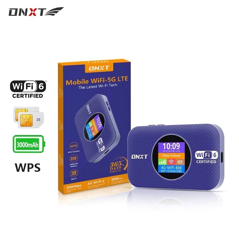 DNXT MF967 Pocket WiFi 6 4G LTE Portable Wireless Router With 3000 mAh Battery - Purple