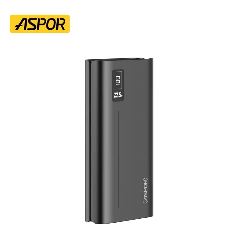 ASPOR A336 22.5W Fast Charging Power Bank 20000 mAh,PD 20W Input with Type-C Cable,Portable Laptop Phone Charger - Black