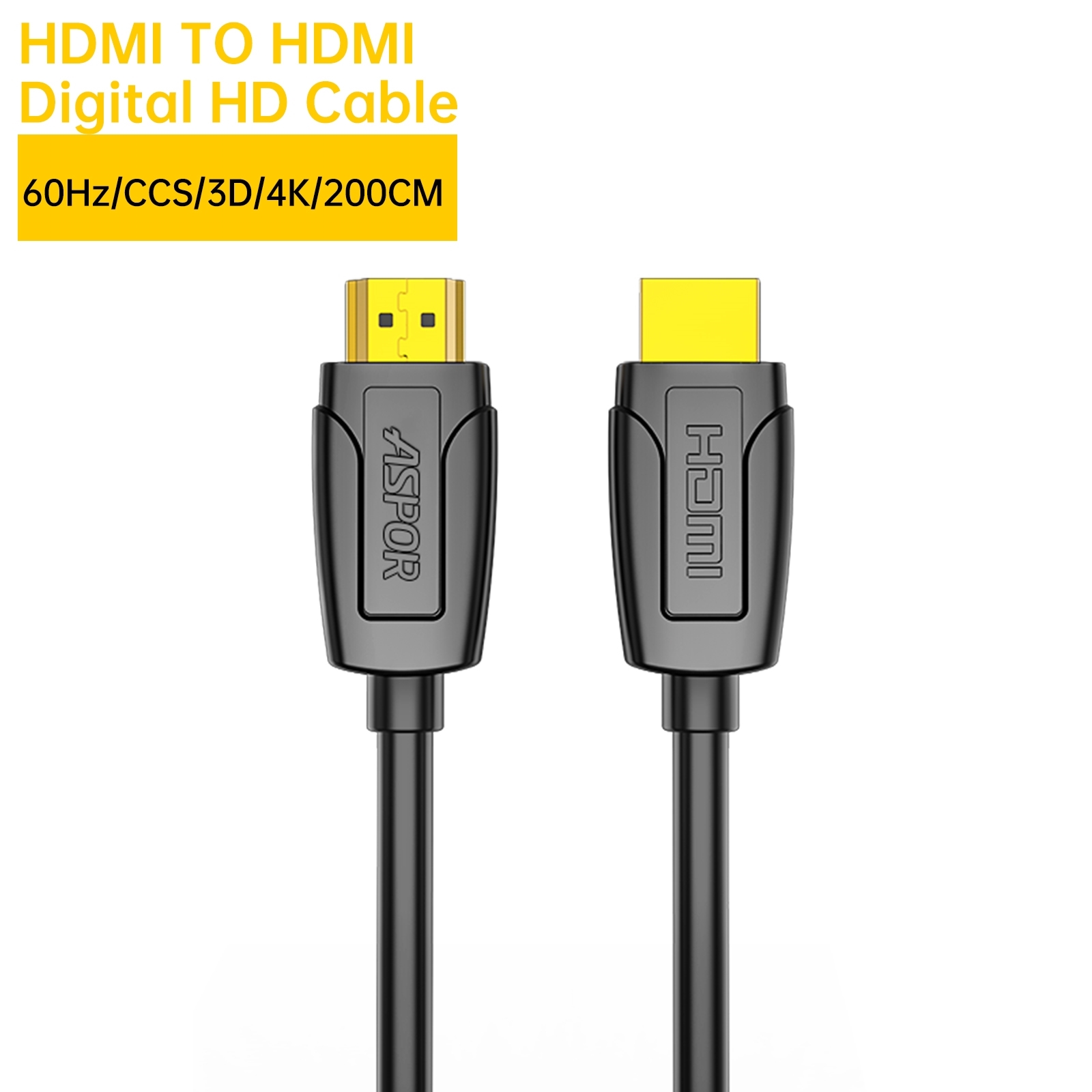 Aspor A272 Καλώδιο HDMI to HDMI Digital 4K HD Cable - Μαύρο