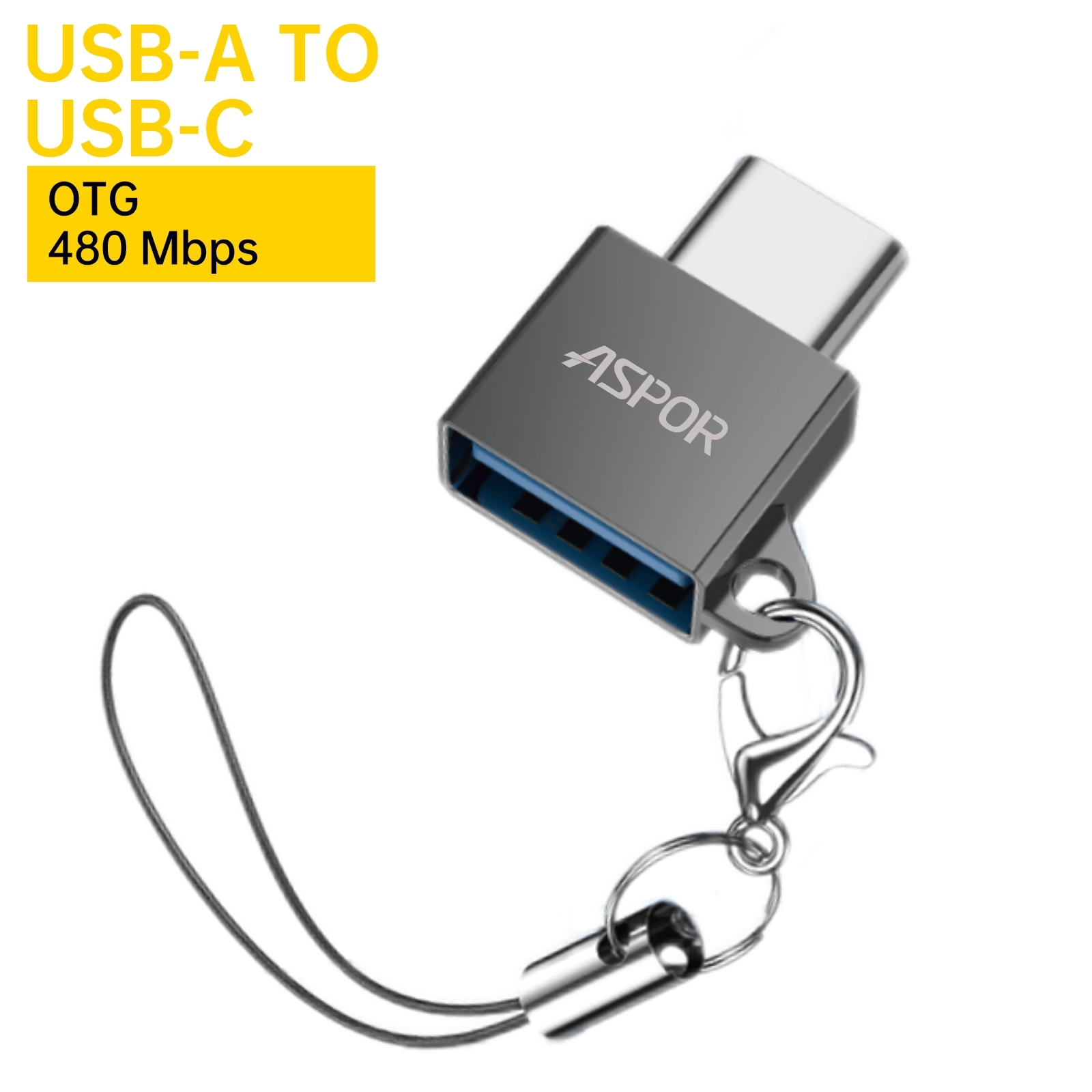 Aspor A783 Προσαρμογέας OTG Type-C Male σε USB Type-A Female - Μαύρο