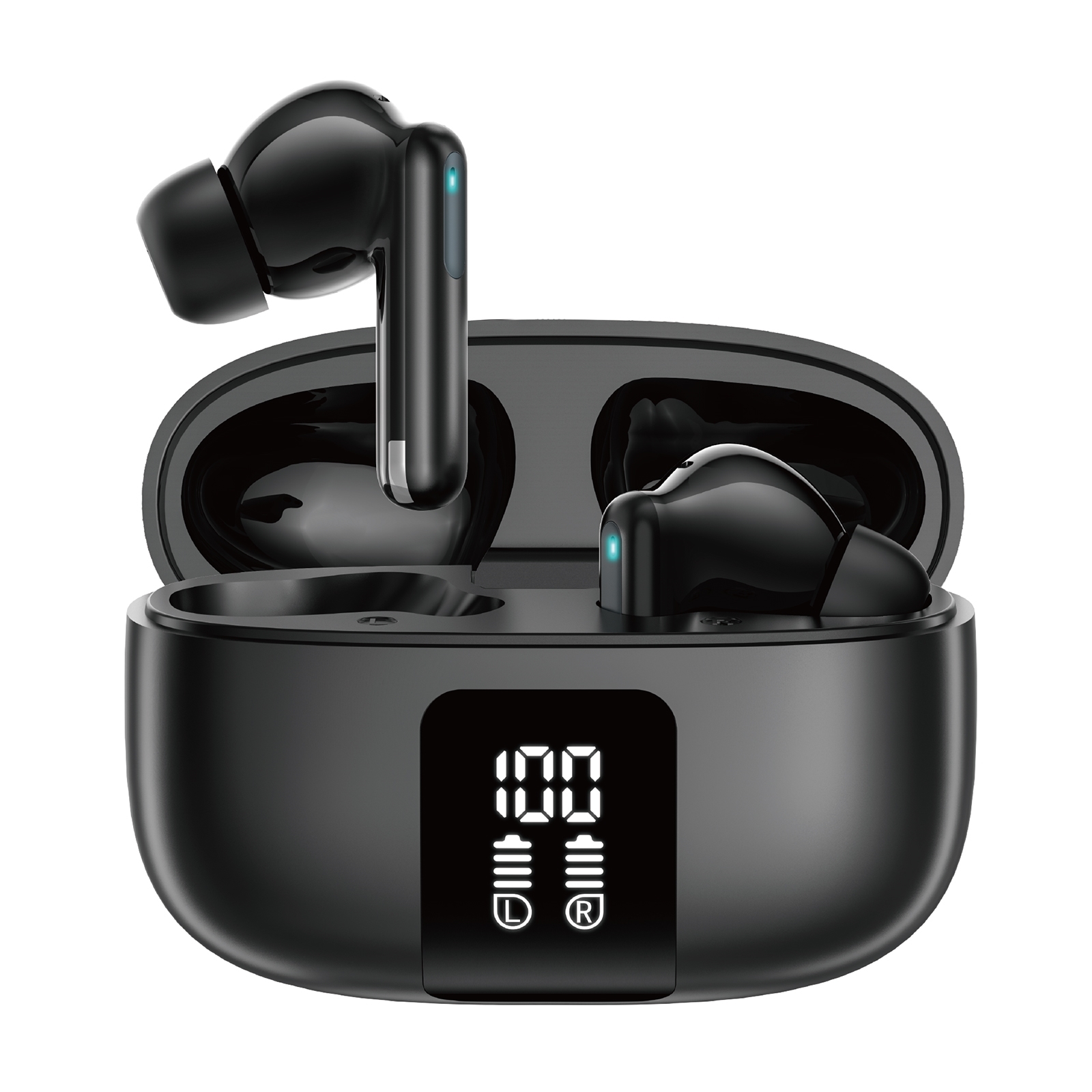 Aspor A639 Ασύρματα Ακουστικά με Θήκη Φόρτισης ANC-ENC True Wireless Stereo Earbuds - Μαύρο
