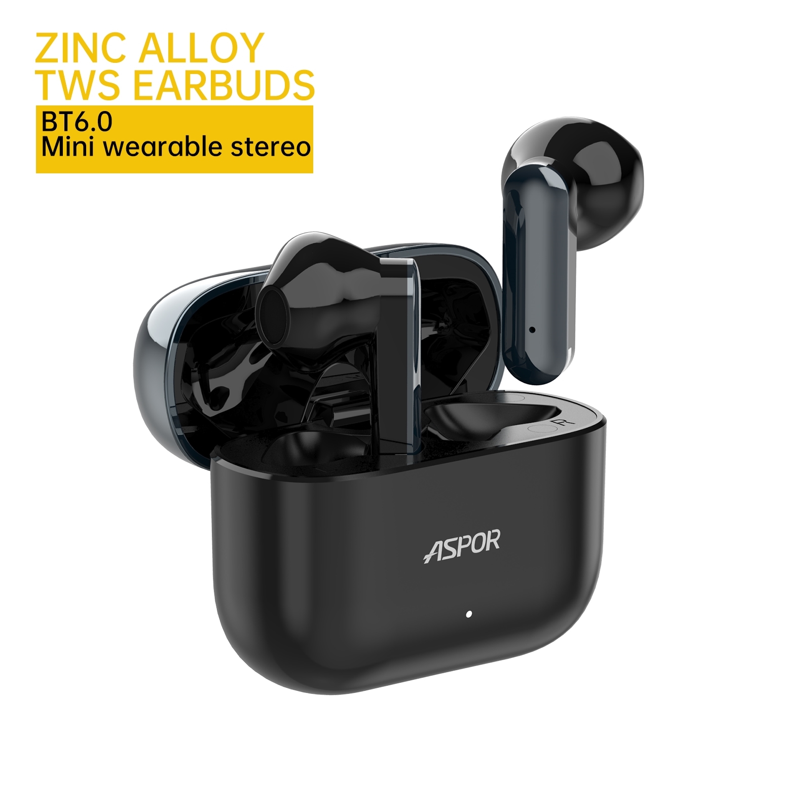 Aspor A655 Ασύρματα Ακουστικά με Θήκη Φόρτισης True Wireless Stereo Earbuds - Μαύρο