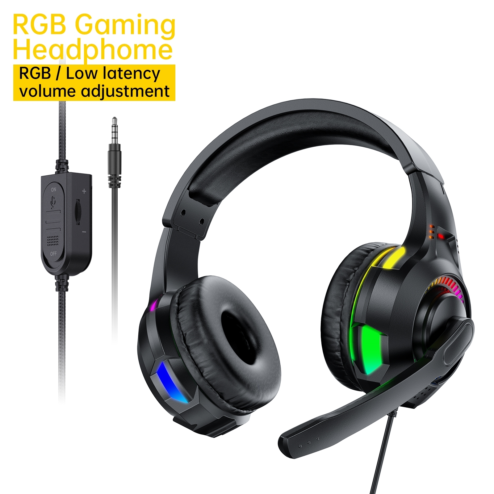 Aspor A258 RGB Gaming Headset with High Sensitivity Microphone - Μαύρο