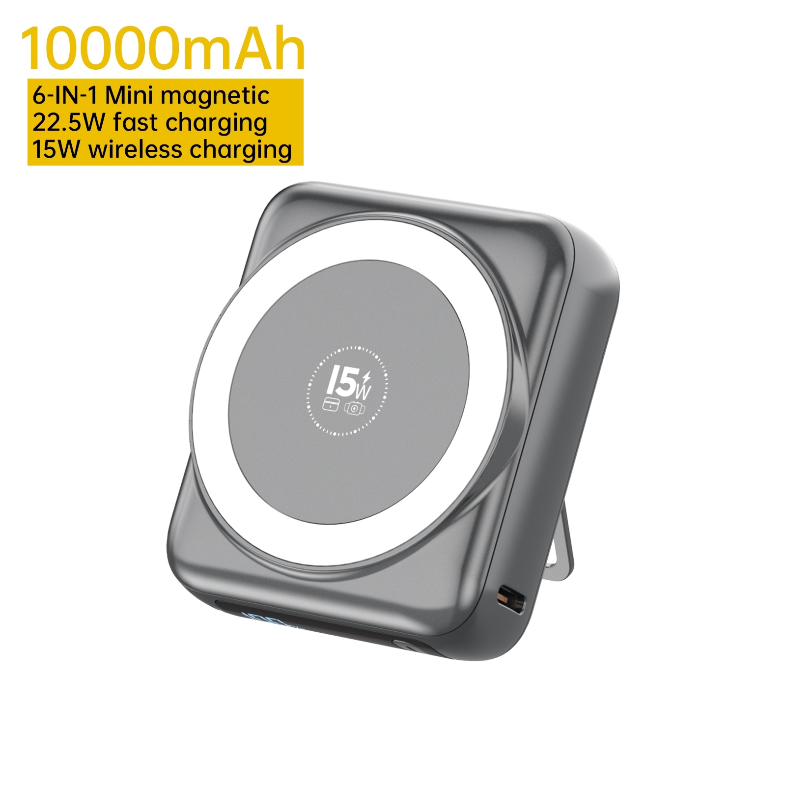 Aspor A367 10000 mAh Mini Wireless Magsafe Power Bank 22.5W 6in1 Multi Functional - Μαύρο