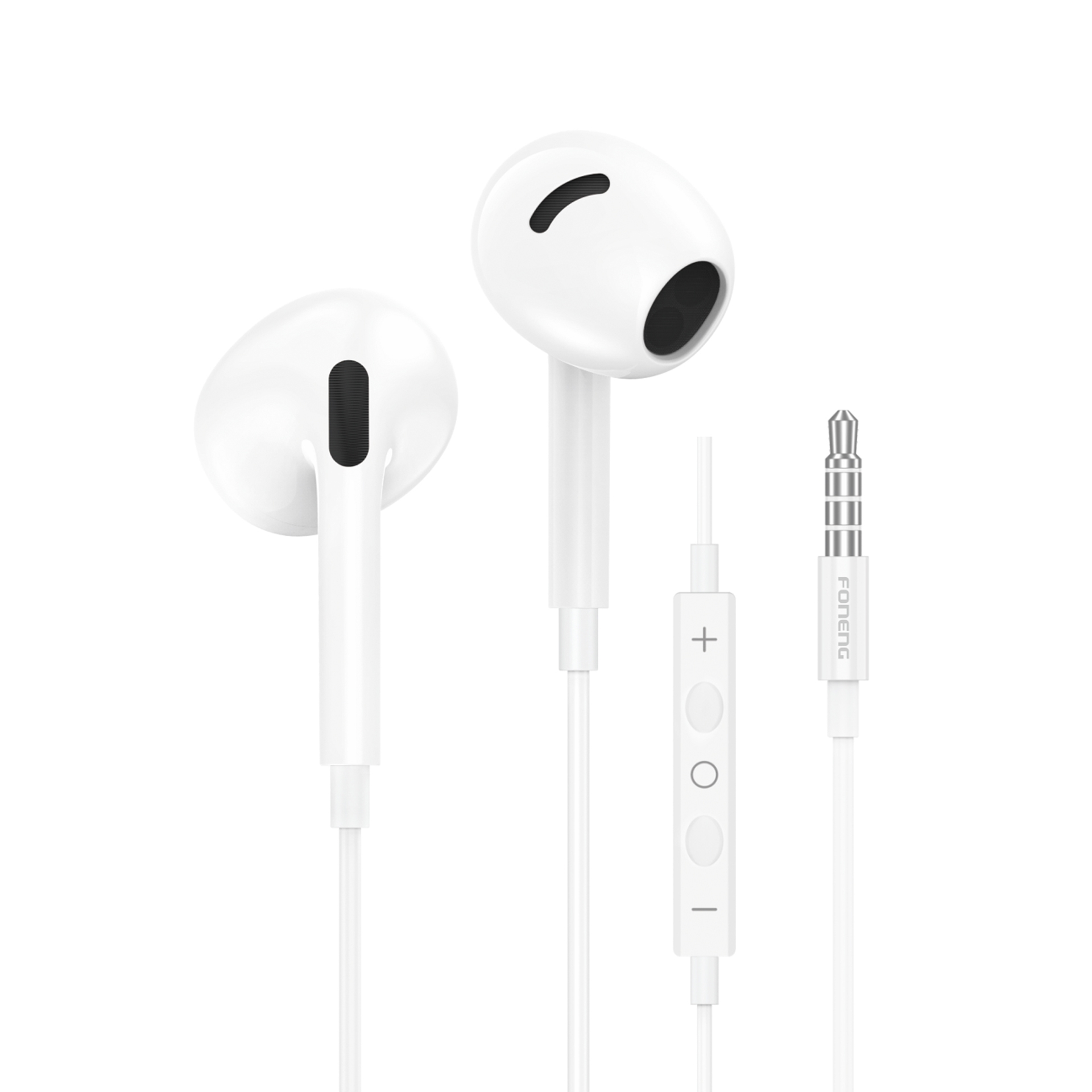 Foneng T66 Handsfree Ακουστικά με Βύσμα Jack 3.5mm Με Μικρόφωνο και Κουμπί αύξησης/μείωσης έντασης ήχου - Λευκό