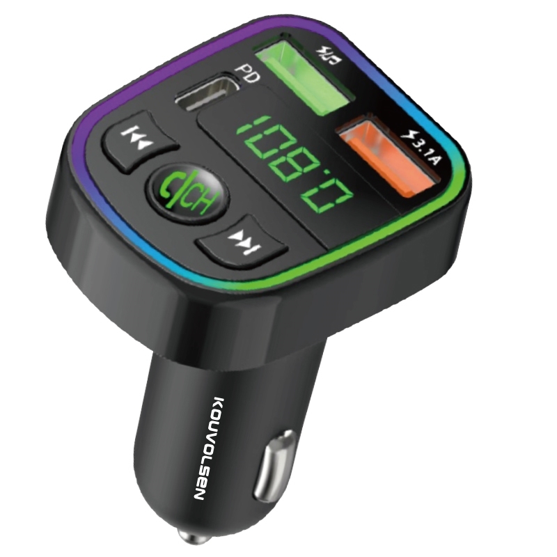 KouVolsen KOS-21 Bluetooth Ανοιχτής Ακρόασης FM Transmitter και 3.1A Φορτιστής Αυτοκινήτου / Car Mp3 Player - Μαύρο