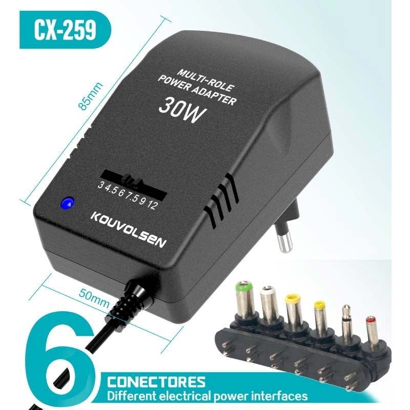 KouVolsen CX- 259 30W 3A Multi-Role Power Φορτιστής πολλαπλών ακίδων DC/3V - 12V