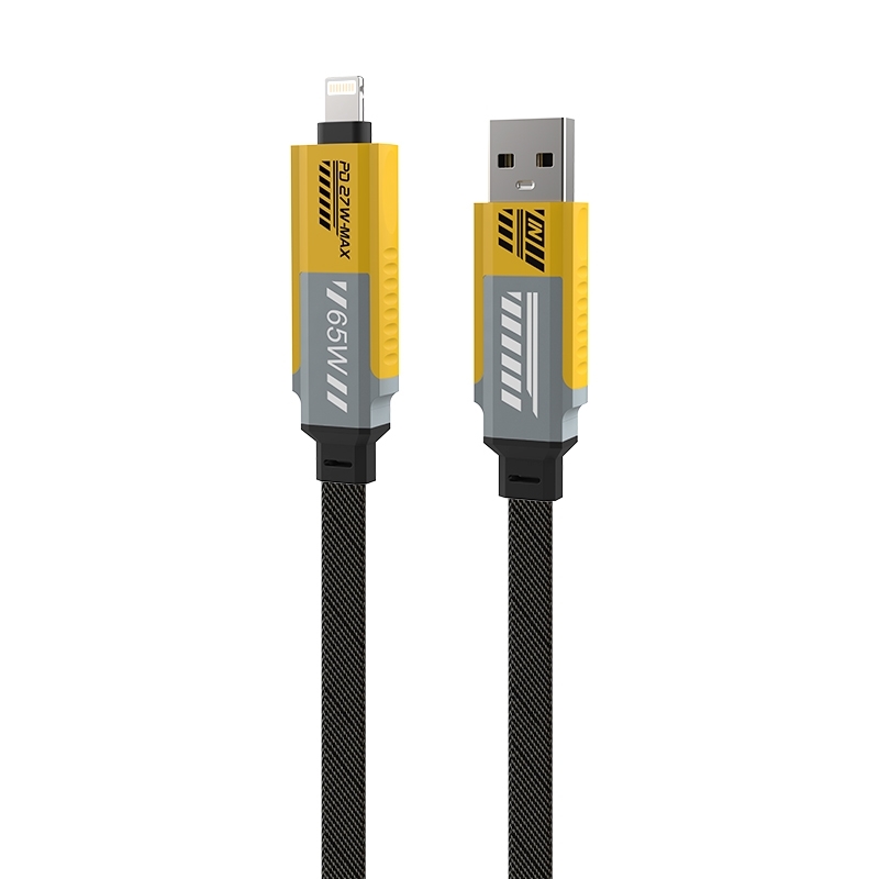 KouVolsen X161 4in1 Καλώδιο 65w USB-A σε Type-C / Lightning Γρήγορη Φόρτιση 1m - Μαύρο