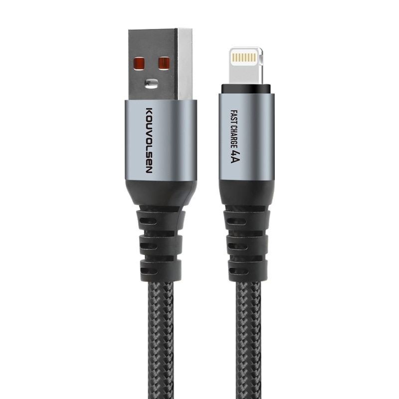 KouVolsen X195 4A Καλώδιο USB-A σε iPhone Lightning Γρήγορη Φόρτιση 2m - Μαύρο