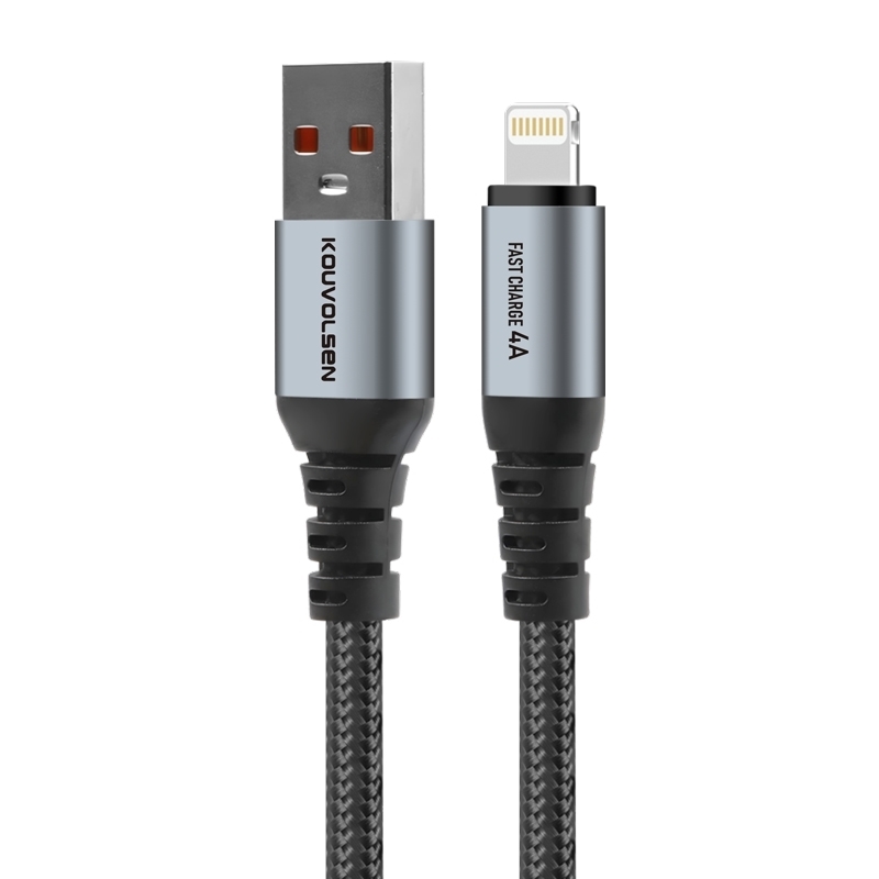 KouVolsen X195 4A Καλώδιο USB-A σε iPhone Lightning Γρήγορη Φόρτιση 3m - Μαύρο