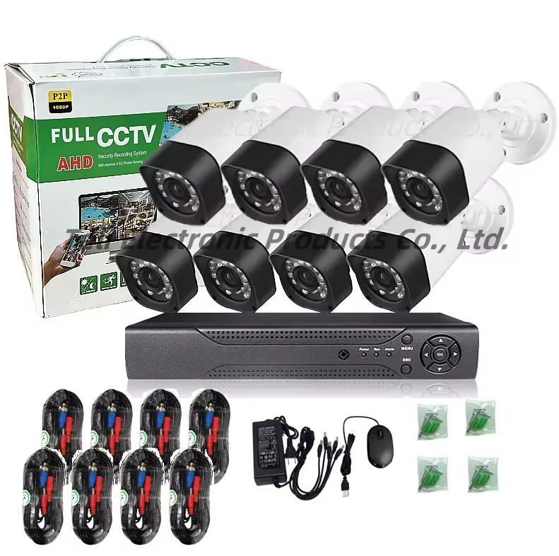 Πλήρες Ενσύρματο Σύστημα Παρακολούθησης CCTV TSEYE με 8 Κάμερες 1080p & 6-σε-1 Υβριδικό XVR