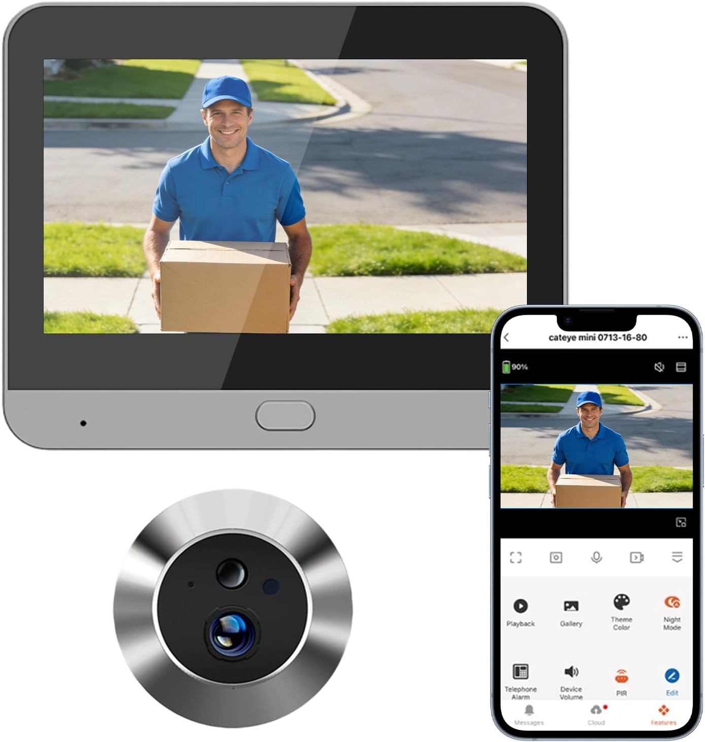 Έξυπνο Ασύρματο Ψηφιακό Ματάκι Πόρτας Tuya Smart 3MP WiFi με Οθόνη 4.3" (Ασημί)